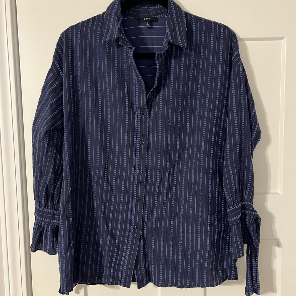 DREW Blue Button Down Shirt with Classic Collar